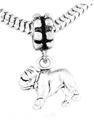 Sterling Silver Three Dimensional Large Bulldog Dangle Bead