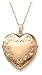 14k Yellow Gold Engraved 4-Picture Heart Locket, 20"