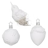 Inge-glas 68549 Glassortiment Marais, 3 St&uuml;ck/Box, 1x Ei 8.5 cm,1x Vogel 9 cm,1x Kugel 6 cm, Glasornament, mundgeblasen und handbemalt