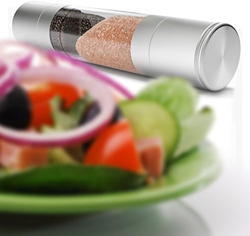 Salt and Pepper Grinder Set - 2 in 1 High Quality Salt and Pepper Grinder with Two Adjustable Mills, Ceramic Grinding Mechanism and Stainless Steel Design