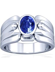 14K White Gold Oval Cut Blue Sapphire Solitaire Ring