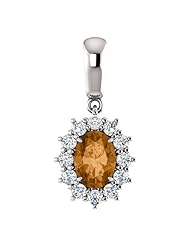 10K White Gold 7.00x5.00mm Oval Cut Bronze Tourmaline and Diamond Pendant -- LIFETIME WARRANTY