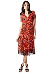 Per Una Ikat Print Fit & Flare Crinkle Midi Dress