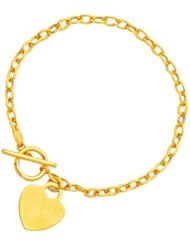 Toggle Bracelet with Heart Charm in 14K Yellow Gold