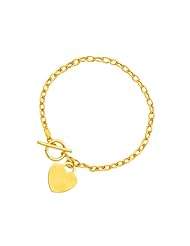Toggle Bracelet with Heart Charm in 14K Yellow Gold