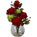 Nearly Natural Rose & Hydrangea Silk Flower Arrangement