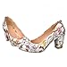 Charm Foot Fashion Floral Print Womens Chunky High Heel Pumps