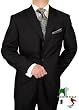 Gino Valentino 3 Button Made in Italy Wool / Silk Mens Suit 150's Hand Made Canvas Front Jacket Plus Pants Custom Working Buttonholes Business Suit Jet Black