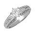 14K White Gold Engagement Ring with 6 Baguettes and 24 Rounds in a Semi-Mount (center stone not included)