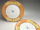 HERMESエルメス◆アフリカ ブラウン27cmプレート◆ペア◆シマウマ(並行品) HERMES