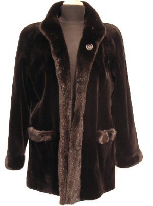 Chosen Furs Tuxedo Mink Jacket Brown Reversible Taffeta