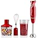 OVENTE HS565R Multi-Purpose Hand Immersion Blender (Set-Red), Whisk+Beaker+Chopper