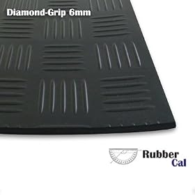 Diamond-Grip Rubber Mats and Flooring - Black - 6MM Thick - 4 feet Wide Rolls