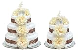 ~ Bloomers *Cream Peonies w/ Leopard Trim* Baby Diaper Cake