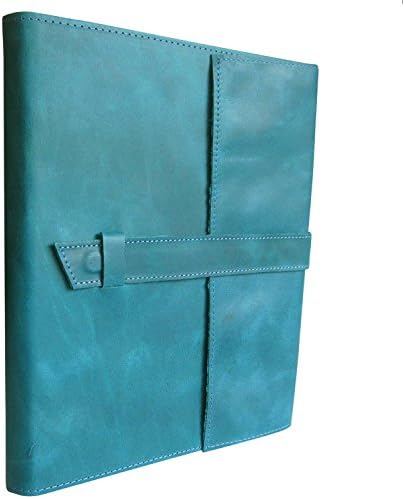 Leather Journal, Handmade, Refillable, LARGE Notebook, Gift for Men and Women, 10 X 8.5 X 1.5 Inches (Turquoise))