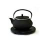 Black Cast Iron Teapot With Trivet By Moda - 35 oz