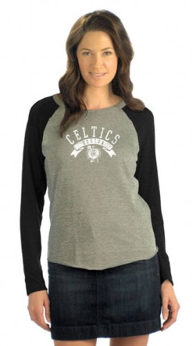 Boston Celtics Women's Tri Blend Long Sleeve Raglan Top- by Alyssa Milano