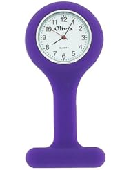 Olivia Collection Purple Unisex Rubber Infection Control Nurses Fob Watch TOC59