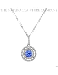 0.57ct. Natural Untreated Blue Sapphire Pendant with 51 Diamonds 0.29ct. total.