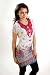 White crepe Kurti / Tunic / Womens Top / Kurta with pink neckline - Large