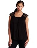 AK Anne Klein Women's Plus Size Lace Sleeve Top