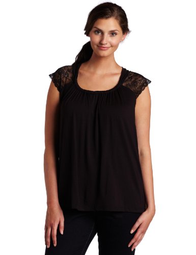 AK Anne Klein Womens Plus Size Lace Sleeve Top