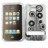 HTC INCREDIBLE THUNDERBOLT Black Flowers on White Crystal Diamond/Rhineston ....