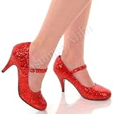 Pleaser Brand Style Glinda-50G Red Glitter Mary Janes Jane Pumps High Heel Dorothy Ruby Slippers Shoes