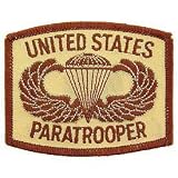 US Military Embroidered Iron on Patch - United States Army Collection - United States Army Paratrooper Desert Applique