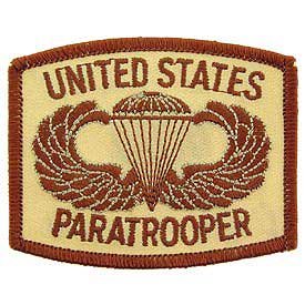 US Military Embroidered Iron on Patch - United States Army Collection - United States Army Paratrooper Desert Applique