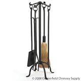 Woodfield Black Wrought Iron 5-piece Fireset with Ring Handles Tool Set for Fireplace