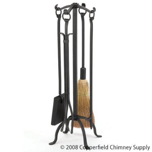 Woodfield Black Wrought Iron 5-piece Fireset with Ring Handles Tool Set for Fireplace