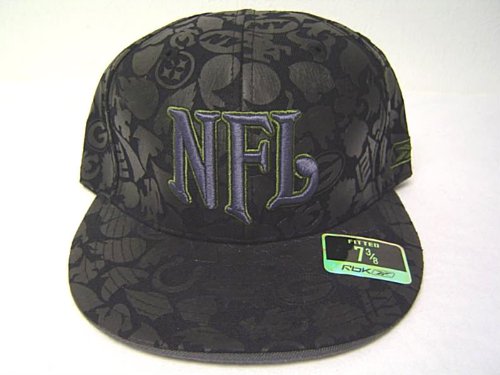 Size 7 3/8 Black on Black camouflage NFL Logos Fitted Flat bill Cap / Hat