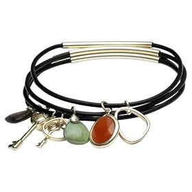 Click here to buy Fossil Bracelet - Set of 4 Leather Bangles (Color: Gold) by Fossil.