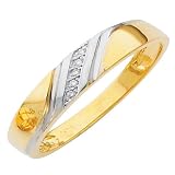 14K Yellow and White 2 Two Tone Gold Womens Round-cut Diamond Wedding Ring Band (0.02 CTW., G-H Color, SI1-2 Clarity)