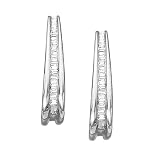 14K White Gold 1/2 ct. Baguette Cut Diamond J-Hoop Earrings