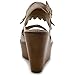 Ollio Womens Shoe Burnish Vintage Faded Fringe Wedge Heel Sandal
