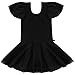 TiaoBug Girls' Sheer Ruffle Short Sleeve Tutu Skirted Ballet Dress Gymnastic Leotard for Dance/Ballet/Trainning Size 5-6 Black