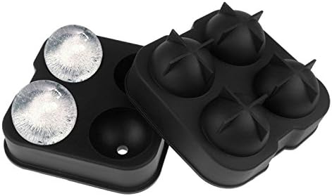 Ice Ball Maker Mold - Black Flexible Silicone Ice Tray - Round Ice Ball Spheres，creative Silica Gel 4 Hole Hockey Inside Diameter of 45 Mm