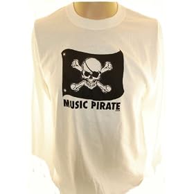 Music Pirate Mens Long Sleeve T-Shirt - Jolly Roger Flag