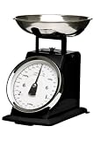 Premier Housewares 3 kg Retro Style Kitchen Scale with Stainless Steel Bowl, Matt Black