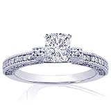 0.90 Ct Cushion Cut Diamond Engagement Ring Pave SI3 E-COLOR EGL CUT:VERY GOOD