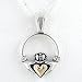 Round Claddagh Pendant in 14kt Gold and Sterling Silver on a 16" Box Chain, #8487