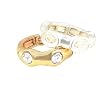 Ring Set - R83 - Stretch - 2 Piece Set - Ring Size 7 - Will Stretch Even Bigger ~ Silver and Copper Tone Metal with Clear Crystals