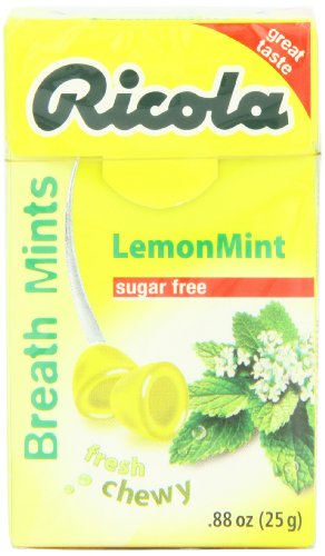 Ricola Herbal Sugar Free Lemonmint Breath Mints, 0.88-Ounce Boxes (Pack of 12)