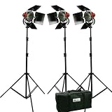 Focusable Spot and Flood Light 2400 watt lights Constant Continuous Video Studio Film 3 Barndoor kit HR-3