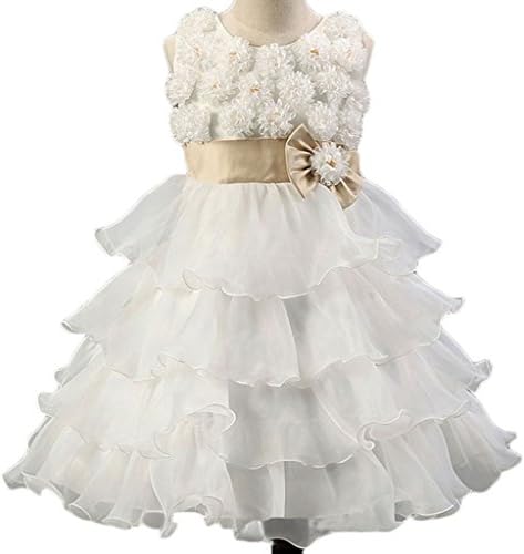 CHINMOON Girl's Organza Ruffle Flower Girl Wedding Pageant Dress