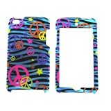 APPLE IPOD TOUCH 4 4G RUBBERIZED BLUE AND PEACE ZEBRA HARD SNAP-ON COVER CASE PROTECTOR