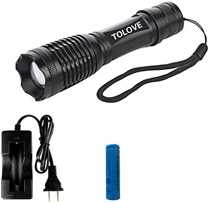 TOLOVE 2000 Lumen Expedition Handheld Flashlight Led With Battery Charger, Re...