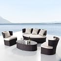 Polyrattan Gartengarnitur im Loungestil mit Sofa und 2 Sesseln